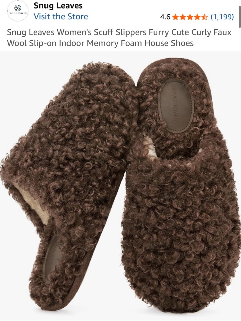 Women's Furry Curly Faux Wool Scuff Slippers - Brown